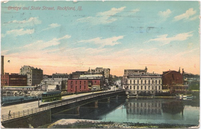 1913 view of the State Street bridge in Rockford 